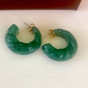 Vintage Avon Jade Green Hoop Earrings